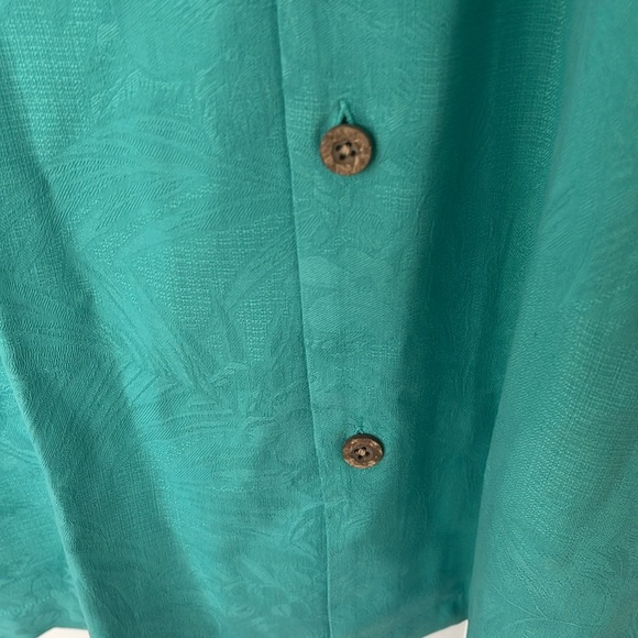 Tommy Bahama Short Sleeve Silk Button Up Silk Green Tropical Isle Shirt sz Large - Picture 11 of 15